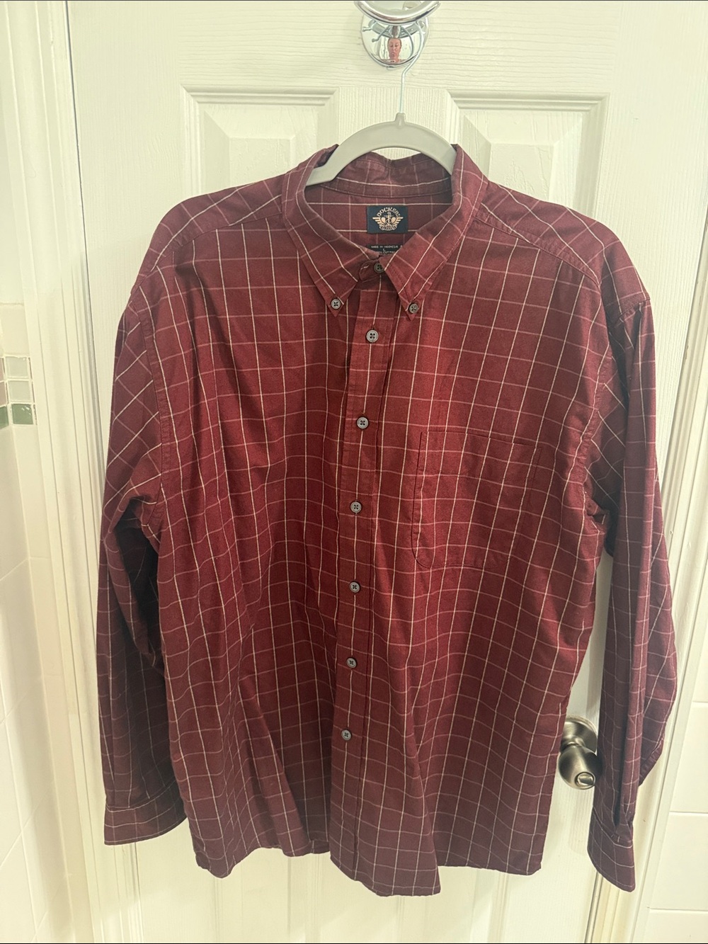 Dockers Men's Burgundy Windowpane Button-Down Shirt